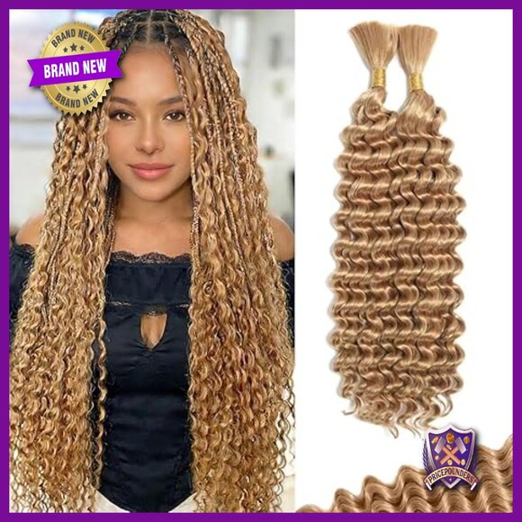 24 Inch Deep Wave Human Hair Extensions 2 Bundles Boho Braiding Hair main image 5